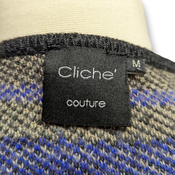 Cliche Couture Southwest Wool Cardigan Womens Medium Purple Western Cozy Aztec - Picture 5 of 5